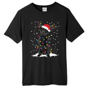 Black Lab Labrador Christmas Tree Light Pajama Dog Xmas Gift Tall Fusion ChromaSoft Performance T-Shirt