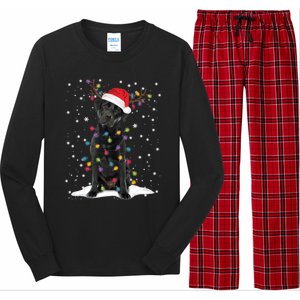 Black Lab Labrador Christmas Tree Light Pajama Dog Xmas Gift Long Sleeve Pajama Set