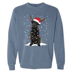 Black Lab Labrador Christmas Tree Light Pajama Dog Xmas Gift Garment-Dyed Sweatshirt