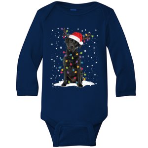 Black Lab Labrador Christmas Tree Light Pajama Dog Xmas Gift Baby Long Sleeve Bodysuit