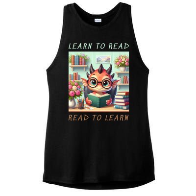 Book Lover Learn To Read Read To Learn Ladies PosiCharge Tri-Blend Wicking Tank