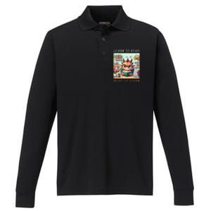 Book Lover Learn To Read Read To Learn Performance Long Sleeve Polo