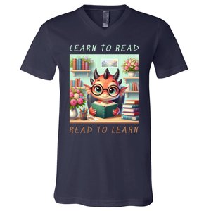 Book Lover Learn To Read Read To Learn V-Neck T-Shirt