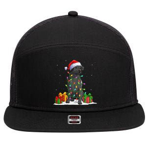 Black Lab Labrador Christmas Lights Pajama Dog Lover Xmas 7 Panel Mesh Trucker Snapback Hat