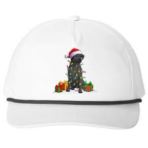 Black Lab Labrador Christmas Lights Pajama Dog Lover Xmas Snapback Five-Panel Rope Hat