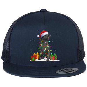 Black Lab Labrador Christmas Lights Pajama Dog Lover Xmas Flat Bill Trucker Hat