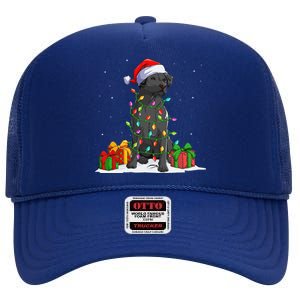 Black Lab Labrador Christmas Lights Pajama Dog Lover Xmas High Crown Mesh Back Trucker Hat