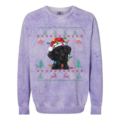 Black Lab Labrador Christmas Santa Hat Dog Ugly Funny Colorblast Crewneck Sweatshirt