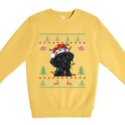 Black Lab Labrador Christmas Santa Hat Dog Ugly Funny Premium Crewneck Sweatshirt