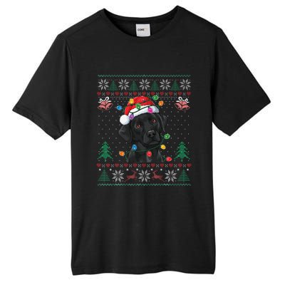 Black Lab Labrador Christmas Santa Hat Dog Ugly Funny Tall Fusion ChromaSoft Performance T-Shirt