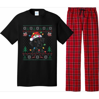 Black Lab Labrador Christmas Santa Hat Dog Ugly Funny Pajama Set