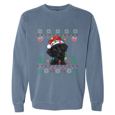 Black Lab Labrador Christmas Santa Hat Dog Ugly Funny Garment-Dyed Sweatshirt