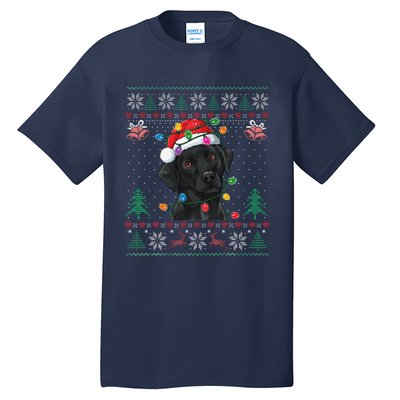 Black Lab Labrador Christmas Santa Hat Dog Ugly Funny Tall T-Shirt