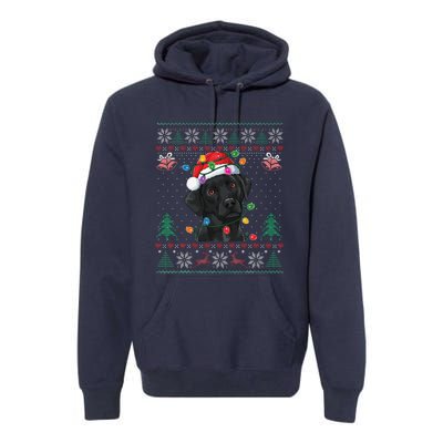 Black Lab Labrador Christmas Santa Hat Dog Ugly Funny Premium Hoodie