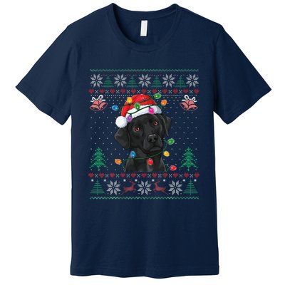 Black Lab Labrador Christmas Santa Hat Dog Ugly Funny Premium T-Shirt