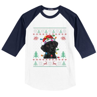 Black Lab Labrador Christmas Santa Hat Dog Ugly Funny Baseball Sleeve Shirt