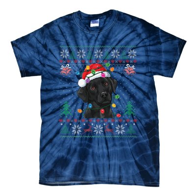 Black Lab Labrador Christmas Santa Hat Dog Ugly Funny Tie-Dye T-Shirt