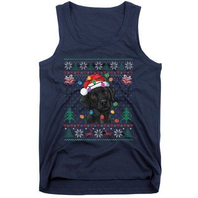 Black Lab Labrador Christmas Santa Hat Dog Ugly Funny Tank Top