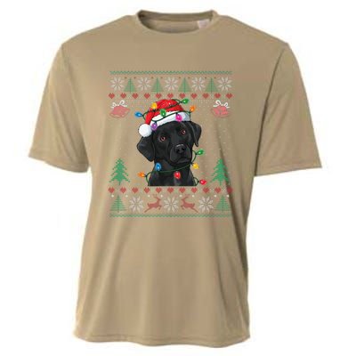 Black Lab Labrador Christmas Santa Hat Dog Ugly Funny Cooling Performance Crew T-Shirt