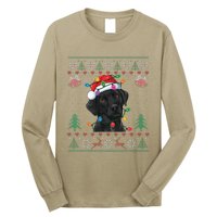 Black Lab Labrador Christmas Santa Hat Dog Ugly Funny Long Sleeve Shirt