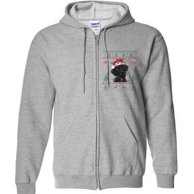 Black Lab Labrador Christmas Santa Hat Dog Ugly Funny Full Zip Hoodie