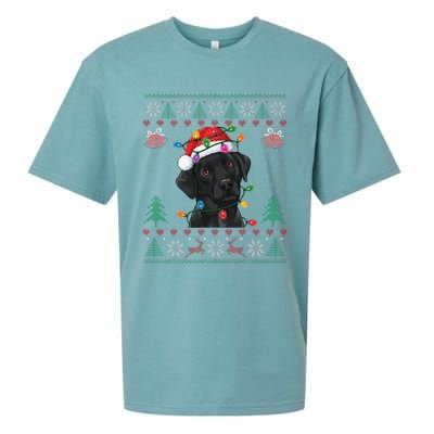 Black Lab Labrador Christmas Santa Hat Dog Ugly Funny Sueded Cloud Jersey T-Shirt