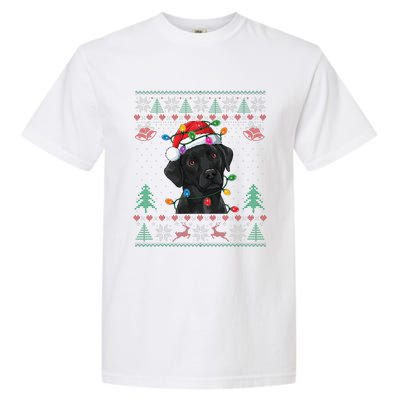 Black Lab Labrador Christmas Santa Hat Dog Ugly Funny Garment-Dyed Heavyweight T-Shirt