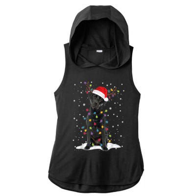 Black Lab Labrador Christmas Tree Light Pajama Dog Xmas Gift Ladies PosiCharge Tri-Blend Wicking Draft Hoodie Tank