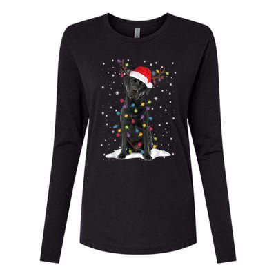 Black Lab Labrador Christmas Tree Light Pajama Dog Xmas Gift Womens Cotton Relaxed Long Sleeve T-Shirt