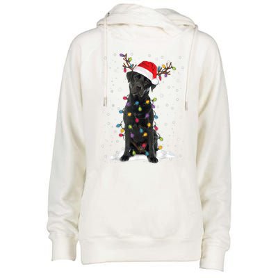 Black Lab Labrador Christmas Tree Light Pajama Dog Xmas Gift Womens Funnel Neck Pullover Hood