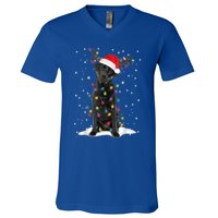 Black Lab Labrador Christmas Tree Light Pajama Dog Xmas Gift V-Neck T-Shirt