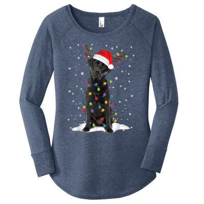 Black Lab Labrador Christmas Tree Light Pajama Dog Xmas Gift Women's Perfect Tri Tunic Long Sleeve Shirt