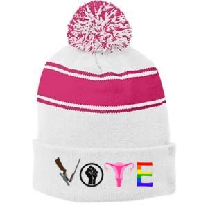 Black Lives Matter Vote LGBT Gay Rights Feminist Equality Stripe Pom Pom Beanie