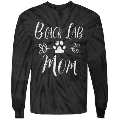 Black Lab Mom Labrador Retriever Lover Funny Dog Mom Tie-Dye Long Sleeve Shirt