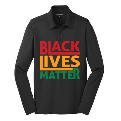 Black Lives Matter Human Rights Silk Touch Performance Long Sleeve Polo