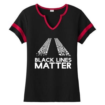 Black Lines Matter Ladies Halftime Notch Neck Tee