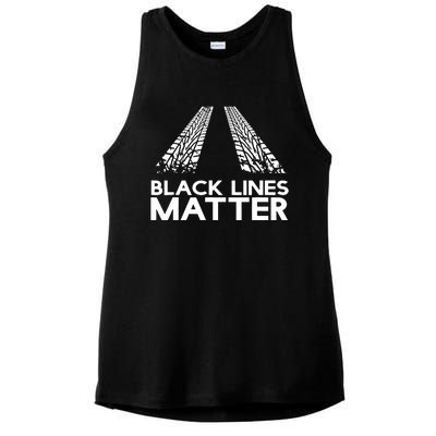 Black Lines Matter Ladies PosiCharge Tri-Blend Wicking Tank