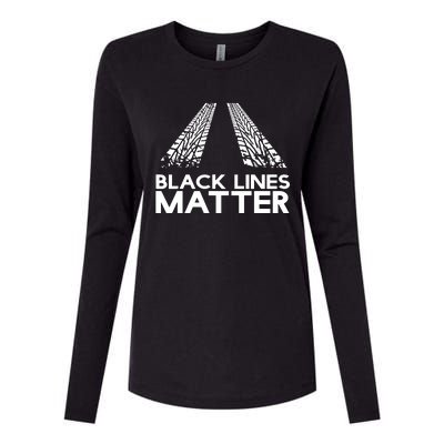 Black Lines Matter Womens Cotton Relaxed Long Sleeve T-Shirt