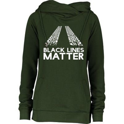 Black Lines Matter Womens Funnel Neck Pullover Hood