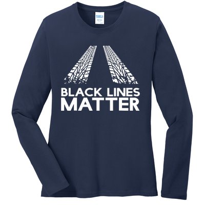 Black Lines Matter Ladies Long Sleeve Shirt