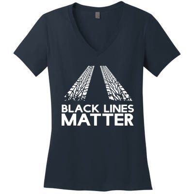 Black Lines Matter Women's V-Neck T-Shirt