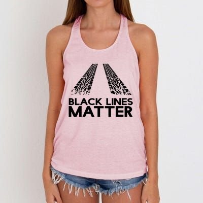 Black Lines Matter Women's Knotted Racerback Tank