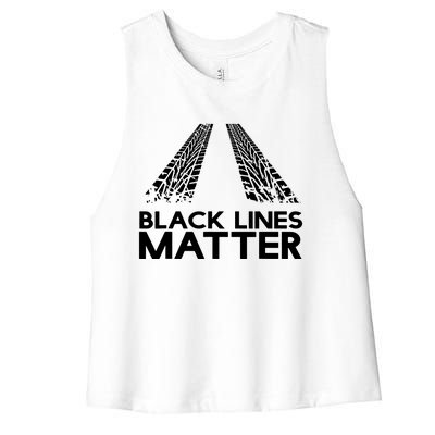 Black Lines Matter Women's Racerback Cropped Tank