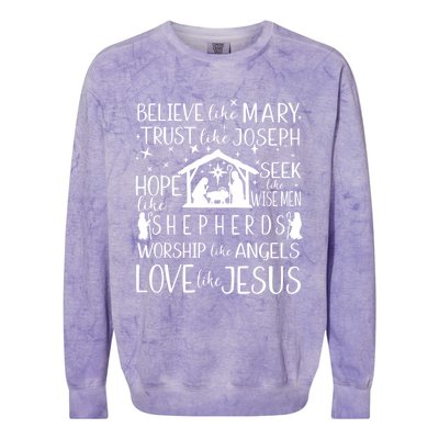 Believe Like Mary Christmas Nativity Jesus Christian Meaningful Gift Colorblast Crewneck Sweatshirt