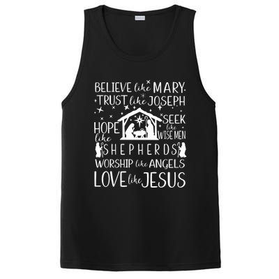 Believe Like Mary Christmas Nativity Jesus Christian Meaningful Gift PosiCharge Competitor Tank