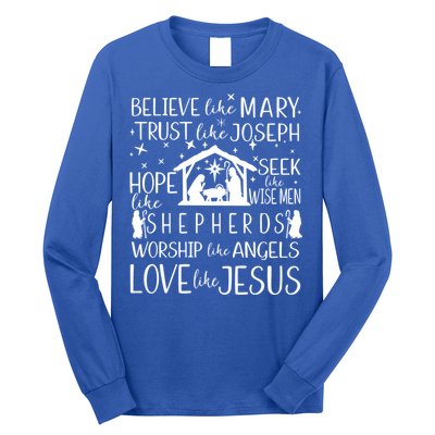 Believe Like Mary Christmas Nativity Jesus Christian Meaningful Gift Long Sleeve Shirt