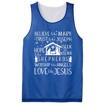 Believe Like Mary Christmas Nativity Jesus Christian Meaningful Gift Mesh Reversible Basketball Jersey Tank