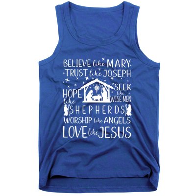 Believe Like Mary Christmas Nativity Jesus Christian Meaningful Gift Tank Top