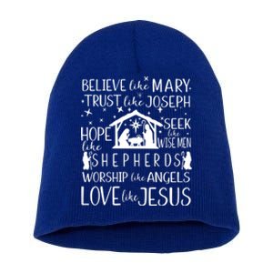 Believe Like Mary Christmas Nativity Jesus Christian Meaningful Gift Short Acrylic Beanie