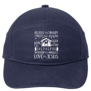 Believe Like Mary Christmas Nativity Jesus Christian Meaningful Gift 7-Panel Snapback Hat